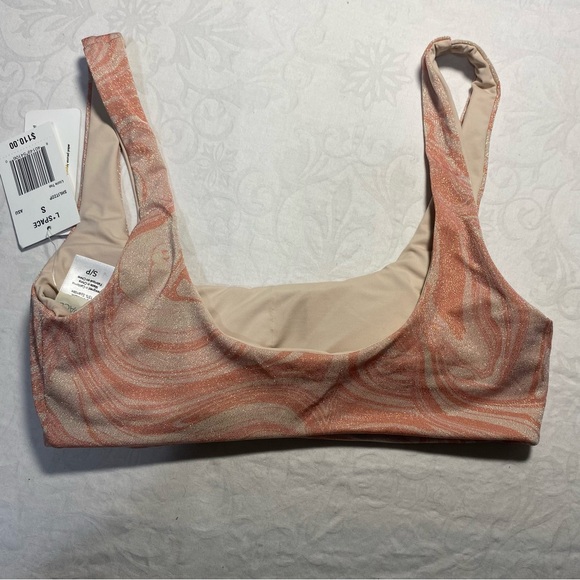 NWT L*Space Sparkly Womens Lizzie Bikini Top Metallic Marble Print Pastel LSpace - Picture 6 of 14